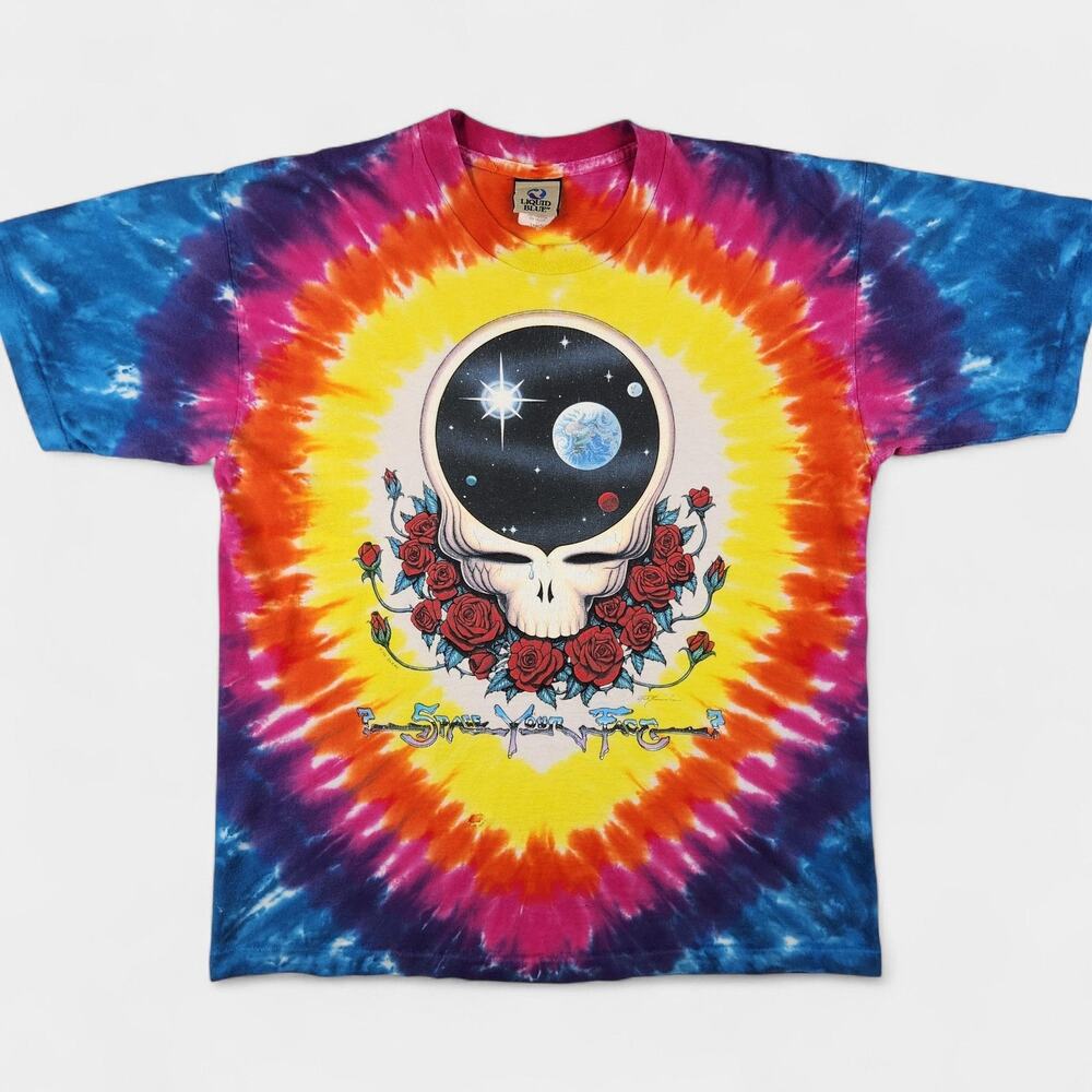 VINTAGE Grateful Dead Shirt Mens Large Tie Dye Space Your Face Liquid Blue USA
